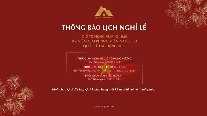 Thông báo lịch nghỉ lễ giỗ tổ Hùng Vương, 30.04 - 01.05.2024