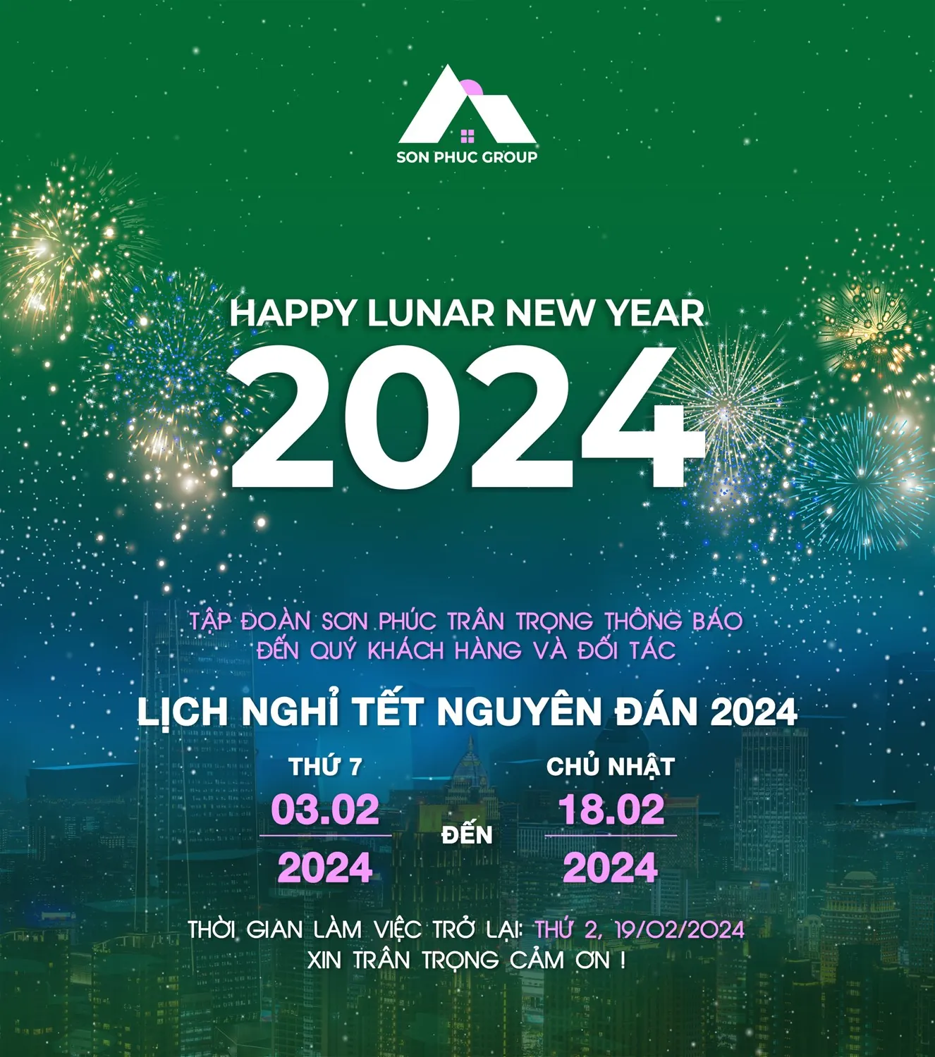 Thông báo lịch nghỉ Tết Nguyên đán 2024 — ảnh 1