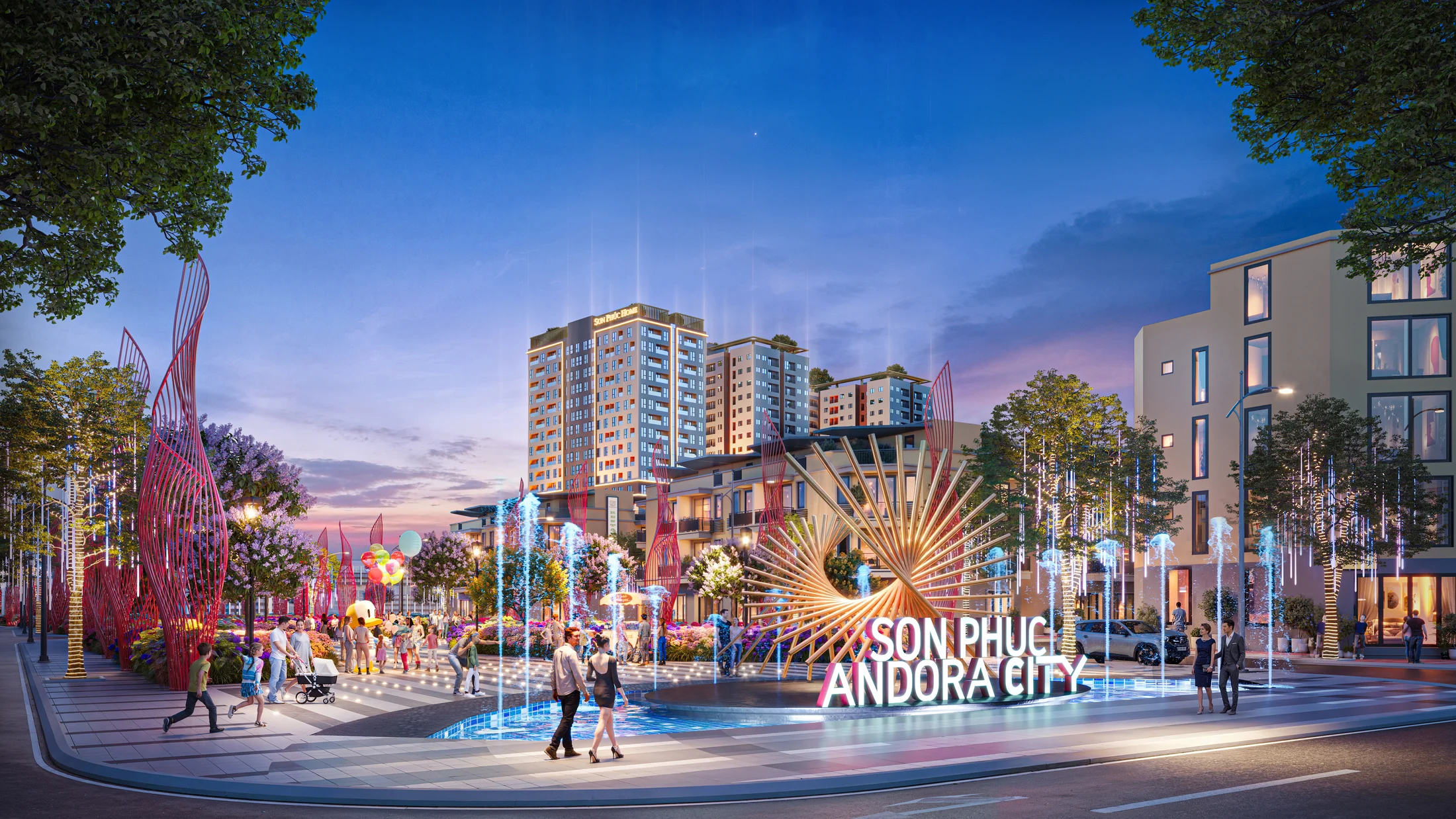 Phối cảnh đài phun nước Sơn Phúc Andora City