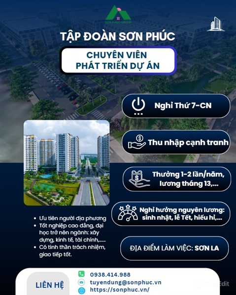 CHUYÊN VIÊN PHÁT TRIỂN DỰ ÁN LÀM VIỆC TẠI SƠN LA